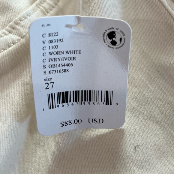 Free People Venice Beach high rise flare worn white, ivory pants - Picture 3 of 9